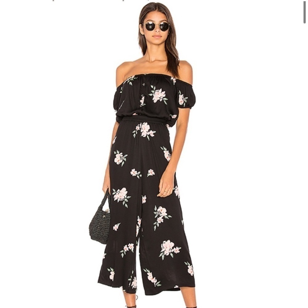 Capulet Gianna Off The Shoulder Floral Cap Sleeve Jumper. Black Pink Size S #997